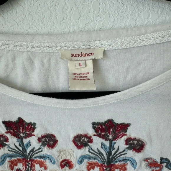 Sundance Cotton Boho Embroidered Lace Long Sleeve Top - Picture 4 of 5